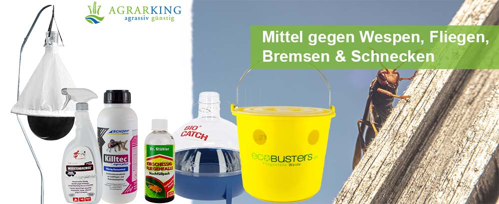 Mittel gegen Fliegen, Wespen, Bremsen & Schnecken Mittel gegen Fliegen, Wespen, Bremsen & Schnecken