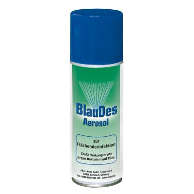 BlauDes * Blauspray in der 200 ml Sprühdose, ist ein altbewährtes Mittel zur sichtbaren (Blaufärbung) Flächendesinfektion und wirkt hervorragend gegen Bakterienbildung, Viren und Pilze.