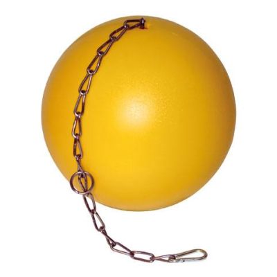 Ferkelball Anti Stress aus Kunststoff in gelb mit Aufhängekette