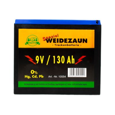 Weidezaun Batterie 9 Volt 130 Ah, ohne Quecksilber Kadmium und Blei