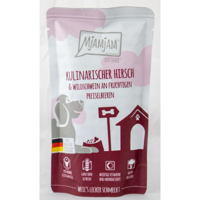 Quetschie "Hirsch & Wildschwein" - 125g Hirsch mit Wildschwein an Preiselbeeren