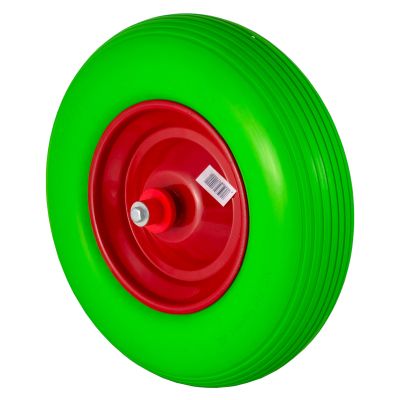 Pannensicherer Reifen 4.00-8 Schubkarrenrad PU Vollgummi Rad 400mm mit 25 mm Achse grün