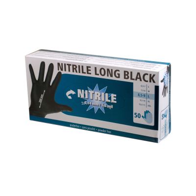 Nitrile Handschuhe Long Black 300 mml, 50 Stück, Größe L
