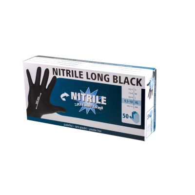 Nitrile Handschuhe Long Black 300 mml, 50 Stück, Größe XL