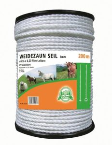 Kordellitze Göbel 200 m, 6 mm, weiß, Leiter 6 x 0,20 Niro