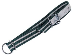 Halsband grün/weiß 130 x 4 cm, Rollschnalle, Ovalglied u. D-Ring