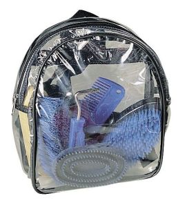 Putzrucksack 7 teilig blau Hufkratzer Schwamm Kardaetsche Kamm Buerste 