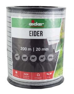 Neue Verpackung Weidezaunband 200 m, 2 cm, weiß, Leiter 4 x 0,20 + 2 x 0,30 Niro