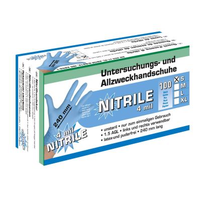 Nitrile Allzweckhandschuhe, 100 Stück Gr. S, 4 mil