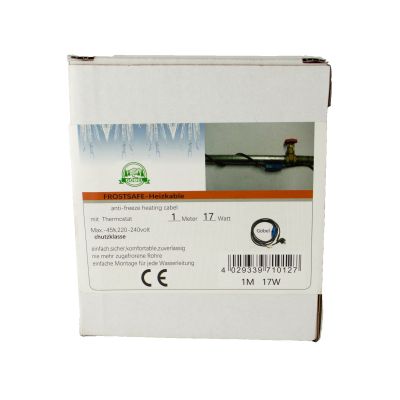 Frostschutz Heizleitung 1 m mit Thermostat Frostsafe Heizkabel 17 Watt