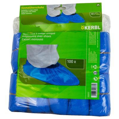 100 Einmalschuhe, blau aus Kunststoff, CPE Überschuh auf Rolle