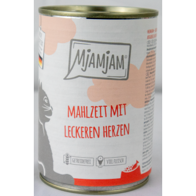 Katzenfutter "leckere Herzen" - 400g Dosenfutter frisches Rindfleisch mit leckeren Herzen