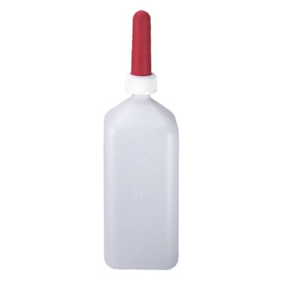 Kälbermilchflasche 2 Liter eckig, komplett mit Sauger