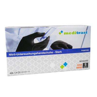 Nitrile Einweghandschuhe "Strong" Gr. S - 100 Puderfreie schwarze Handschuhe