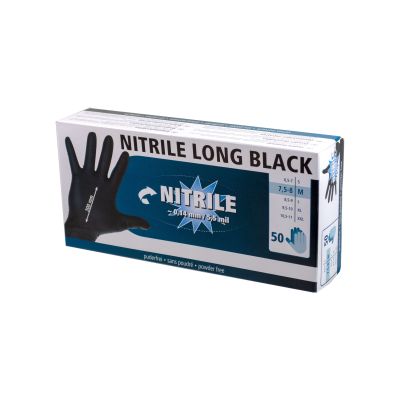 Nitrile Handschuhe Long Black 300 mml, 50 Stück, Größe M