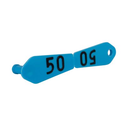 Ohrmarke Duo blau, geprägt, 25 Stück - Nr.1-25
