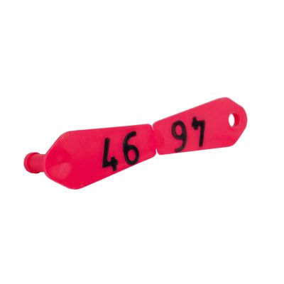 Ohrmarke Duo rot, geprägt, 25 Stück - Nr.76-100