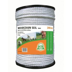 Kordellitze Göbel 200 m, 6 mm, weiß, Leiter 6 x 0,20 Niro