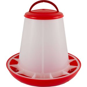 Geflügelfutterautomat 1kg mit Deckel rot/weiß