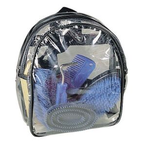 Putzrucksack 7 teilig blau Hufkratzer Schwamm Kardaetsche Kamm Buerste 