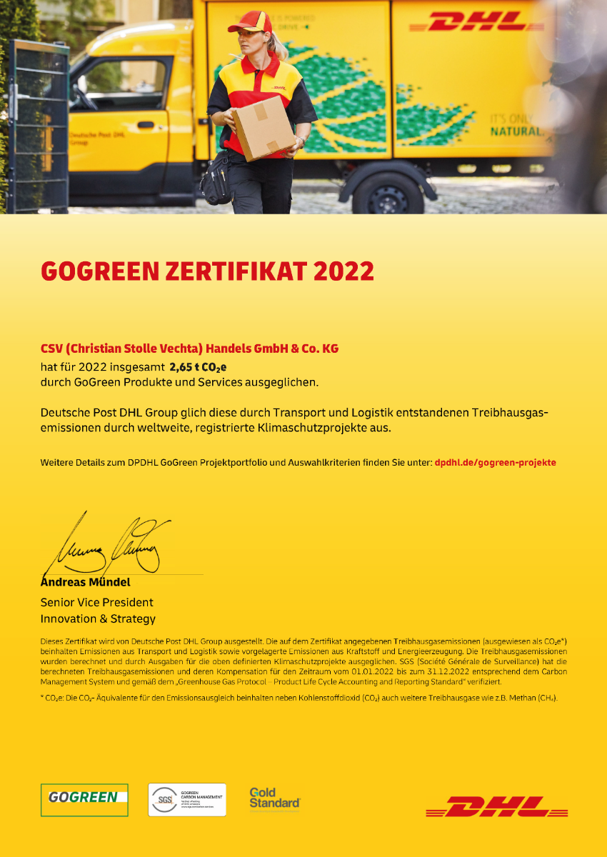 DHL Go Green Zertifikat